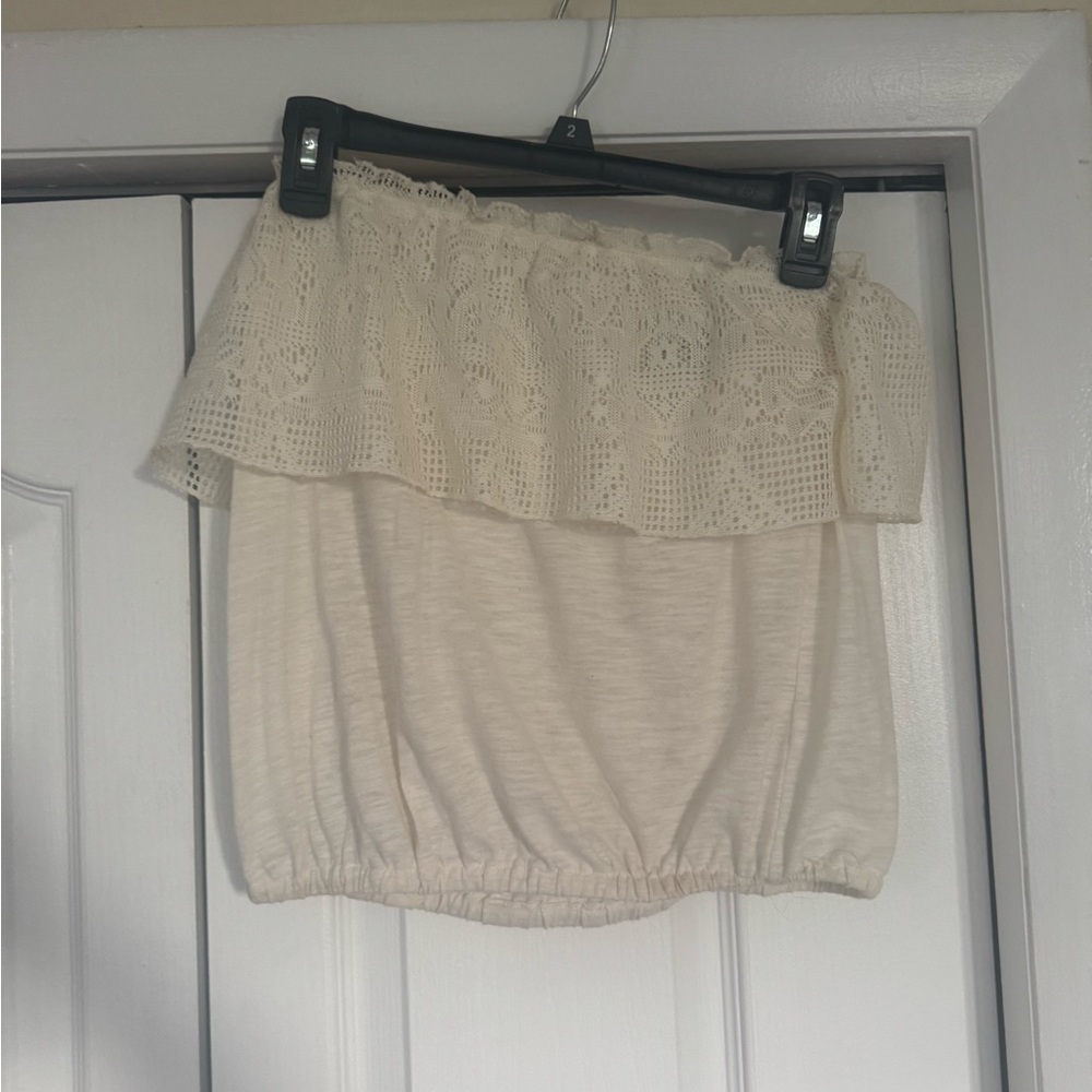 Cream Off-Shoulder Lace Top